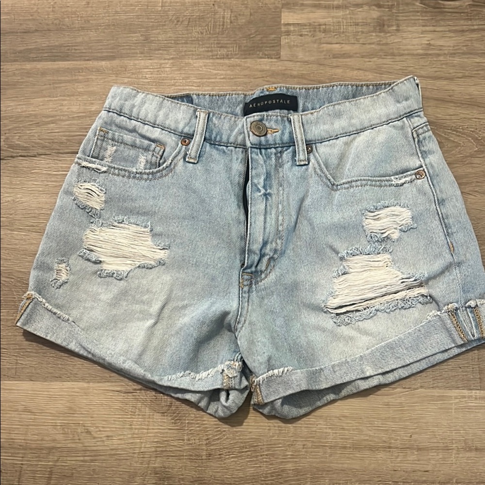 Aeropostale Blue Jean Shorts Distressed Style
